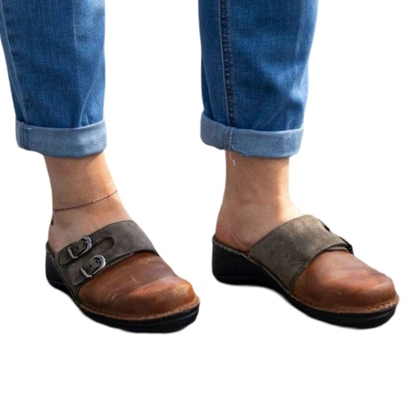 Naot Leilani Leather & Suede Clogs – Brown & Green – Size 8.5 - 9 - Picture 2 of 11